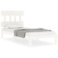 vidaXL gultas rāmis ar galvgali, 100x200 cm, masīvkoks, balts cena un informācija | Gultas | 220.lv