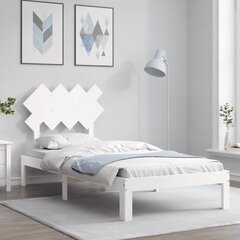 vidaXL gultas rāmis ar galvgali, balts, masīvkoks, 90x200 cm kaina ir informacija | Gultas | 220.lv