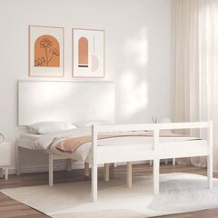 vidaXL gultas rāmis ar galvgali, balts, 140x190 cm, masīvkoks цена и информация | Кровати | 220.lv