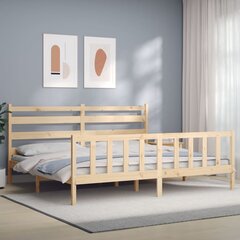 vidaXL gultas rāmis ar galvgali, 180x200 cm, masīvkoks cena un informācija | Gultas | 220.lv
