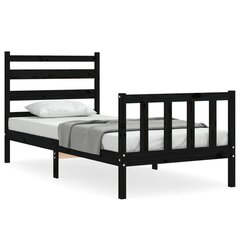 vidaXL gultas rāmis ar galvgali, melns, masīvkoks, 90x200 cm цена и информация | Кровати | 220.lv