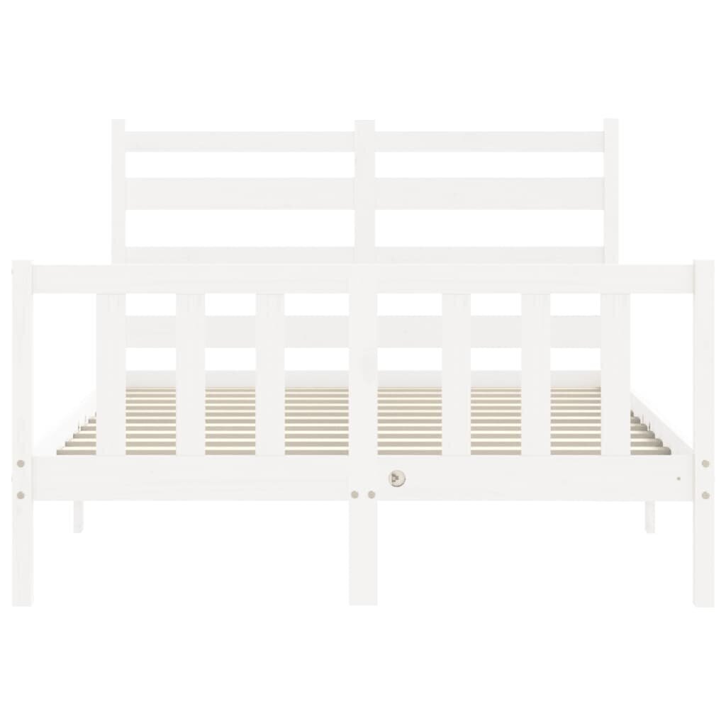 vidaXL gultas rāmis ar galvgali, 120x200 cm, masīvkoks, balts цена и информация | Gultas | 220.lv