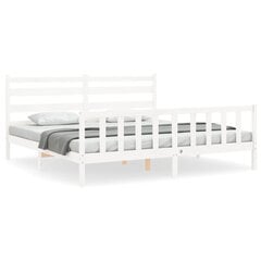 vidaXL gultas rāmis ar galvgali, balts, 180x200 cm, masīvkoks cena un informācija | Gultas | 220.lv