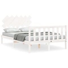 vidaXL gultas rāmis ar galvgali, 120x200 cm, masīvkoks, balts цена и информация | Кровати | 220.lv