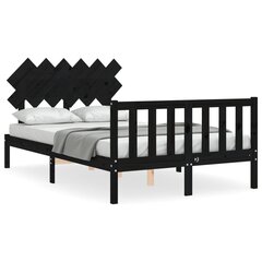 vidaXL gultas rāmis ar galvgali, 120x200 cm, masīvkoks, melns cena un informācija | Gultas | 220.lv