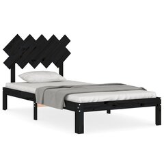 vidaXL gultas rāmis ar galvgali, 100x200 cm, masīvkoks, melns цена и информация | Кровати | 220.lv