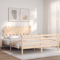 vidaXL gultas rāmis ar galvgali, 160x200 cm, masīvkoks cena un informācija | Gultas | 220.lv