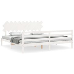 vidaXL gultas rāmis ar galvgali, balts, 200x200 cm, masīvkoks cena un informācija | Gultas | 220.lv