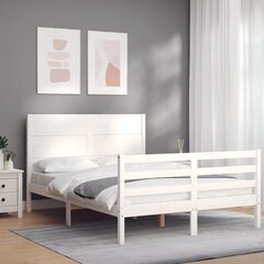 Каркас кровати vidaXL, 140x190 см, белый цена и информация | Кровати | 220.lv