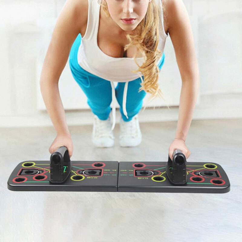 PUSH UP RACK 9 IN 1 atbalsta statīvs ar pretestības lentēm, visa ķermeņa trenažieris цена и информация | Treniņu soli un stendi | 220.lv