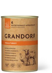 Grandorf suņu konservi ar teļu un titāru, 400g cena un informācija | Konservi suņiem | 220.lv