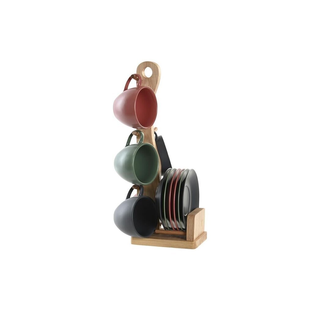 6 krūžu ar šķīvi komplekts DKD Home Decor Rozā Balts Zaļš Tumši pelēks Keramika 150 ml cena un informācija | Glāzes, krūzes, karafes | 220.lv