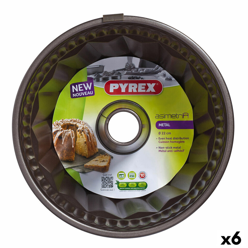 Krāsns Veidne Pyrex Asimetria Gredzens Melns Metāls 22 cm (6 gb.) cena un informācija | Cepamais papīrs, trauki, formas | 220.lv