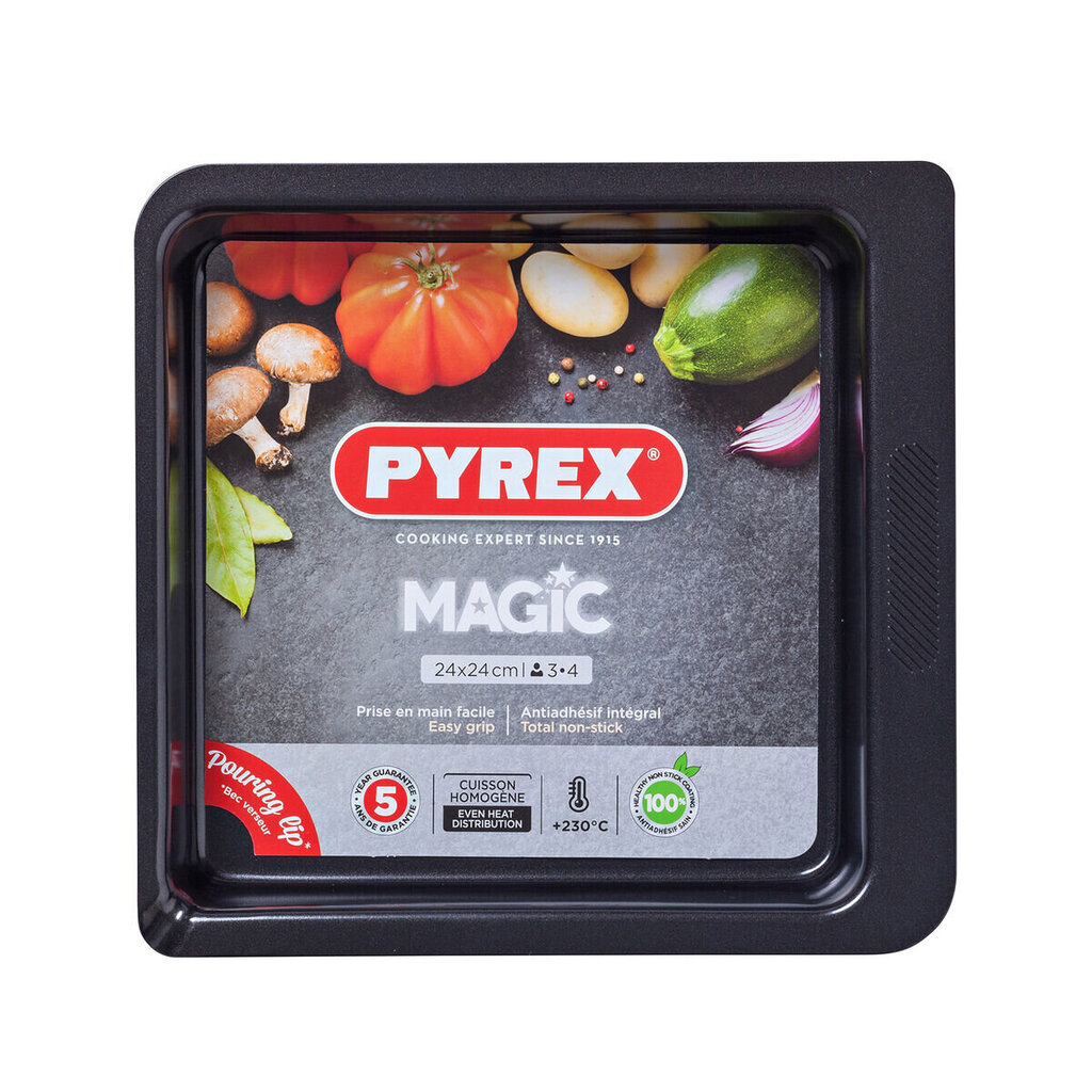 Krāsns Veidne Pyrex Magic Kvadrāta Taisnstūra Melns Metāls 24 x 24 cm (6 gb.) cena un informācija | Cepamais papīrs, trauki, formas | 220.lv