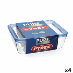 Герметичная коробочка для завтрака Pyrex Pure Glass Прозрачный Cтекло (2,6 L) (4 штук) цена и информация | Посуда для хранения еды | 220.lv