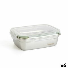 Герметичная коробочка для завтрака Bidasoa Theo 19,5 x 14,5 x 8 cm 850 ml Серебристый Металл (6 штук) цена и информация | Посуда для хранения еды | 220.lv