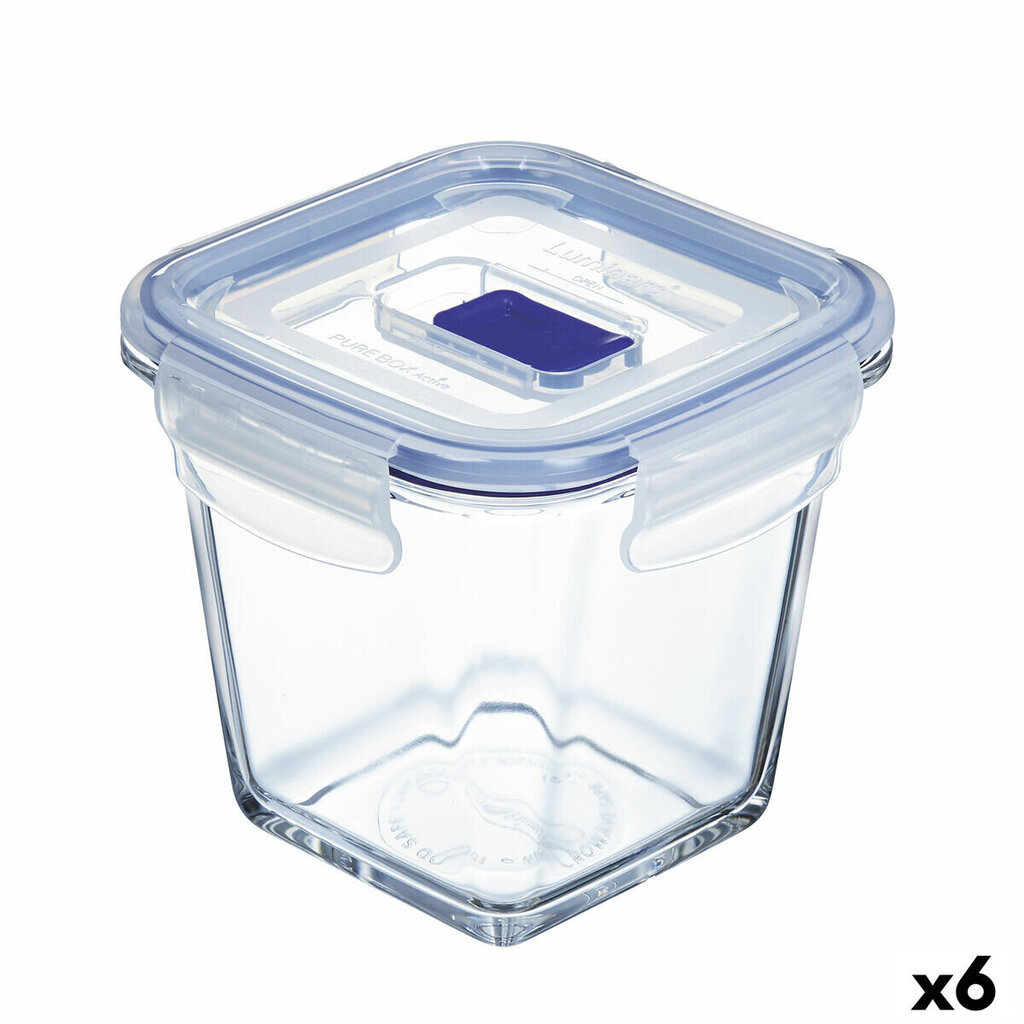 Hermētiska Pusdienu Kastīte Luminarc Pure Box Active 11,4 x 11,4 x 11 cm 750 ml Daudzkrāsains Stikls (6 gb.) цена и информация | Trauki pārtikas uzglabāšanai | 220.lv