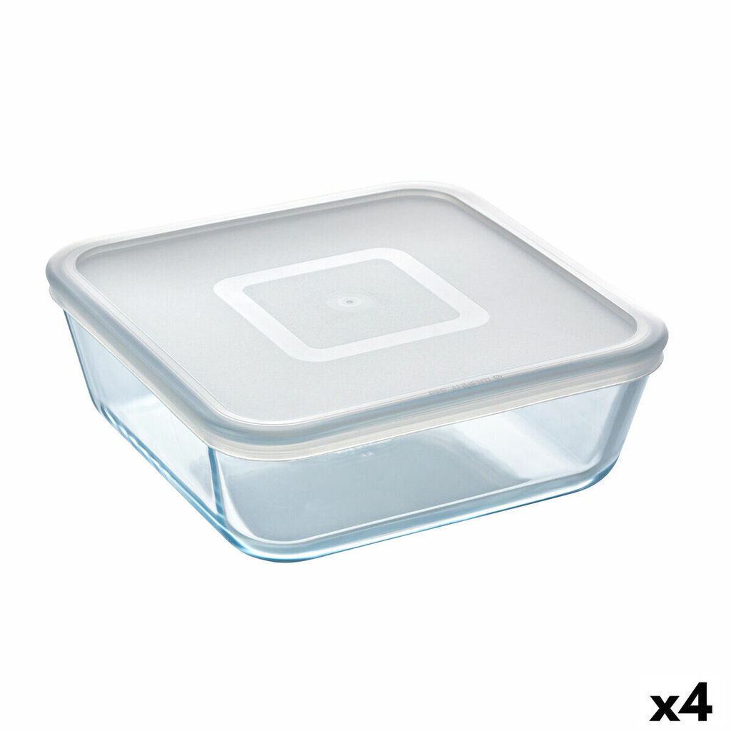 Kvadrātveida Pusdienu Kastīte ar Vāku Pyrex Cook & Freeze 2 L 19 x 19 cm Caurspīdīgs Silikona Stikls (4 gb.) cena un informācija | Trauki pārtikas uzglabāšanai | 220.lv