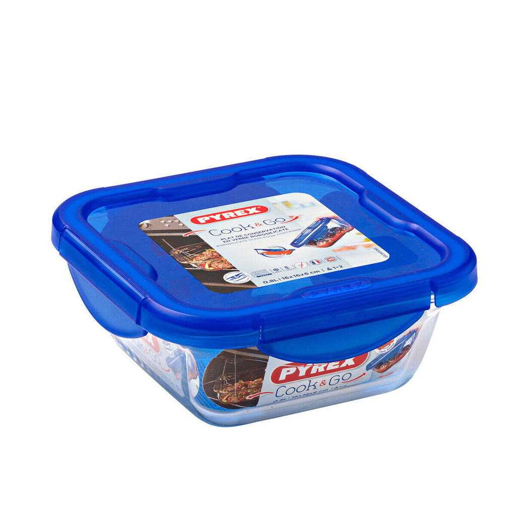 Hermētiska Pusdienu Kastīte Pyrex Cook & Go 16,7 x 16,7 x 7 cm Zils 850 ml Stikls (6 gb.) цена и информация | Trauki pārtikas uzglabāšanai | 220.lv
