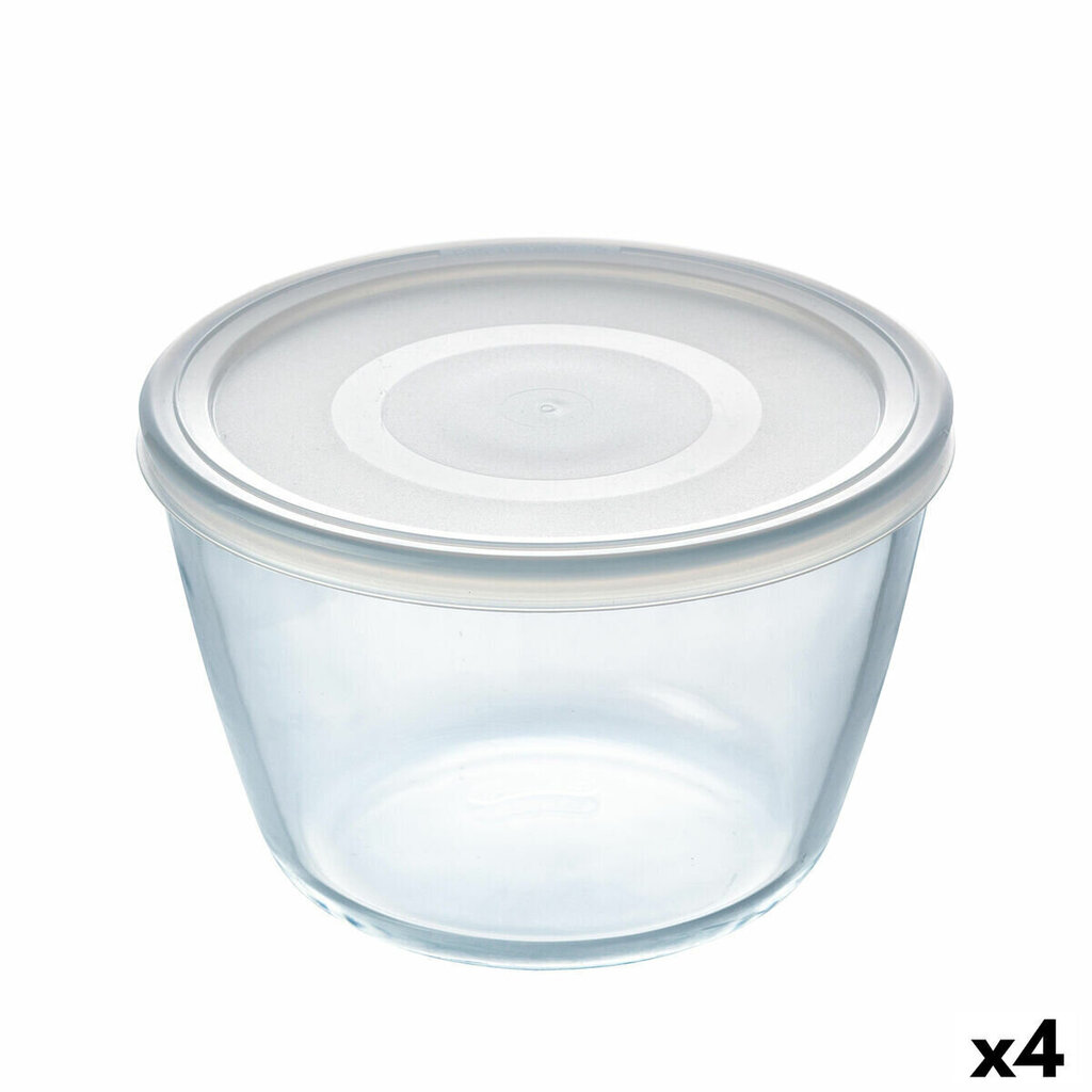 Apaļa Pusdienu Kastīte ar Vāku Pyrex Cook & Freeze 1,6 L 17 x 17 x 12 cm Caurspīdīgs Silikona Stikls (4 gb.) cena un informācija | Trauki pārtikas uzglabāšanai | 220.lv