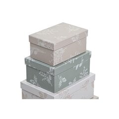 Saliekamo Organizējošo Kastu Komplekts DKD Home Decor Bēšs Brūns Zaļš Kartons (43,5 x 33,5 x 15,5 cm) cena un informācija | Veļas grozi un mantu uzglabāšanas kastes | 220.lv