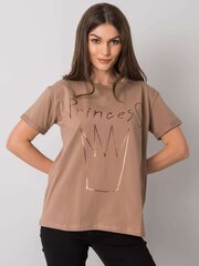 T-krekls, tumši bēšs цена и информация | Женские футболки | 220.lv