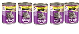 WHISKAS konservi kaķiem ar cāļa gaļu mērcē, 400 g, 5 GAB. цена и информация | Консервы для котов | 220.lv