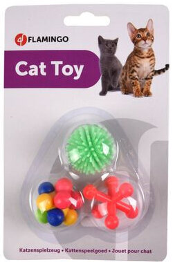 Flamingo kaķu rotaļlietu gumijas bumbiņa iepakojumā pa 3 gab цена и информация | Rotaļlietas kaķiem | 220.lv