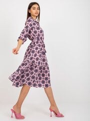 светло-фиолетовое платье-рубашка с принтом и воланами цена и информация | Платья | 220.lv