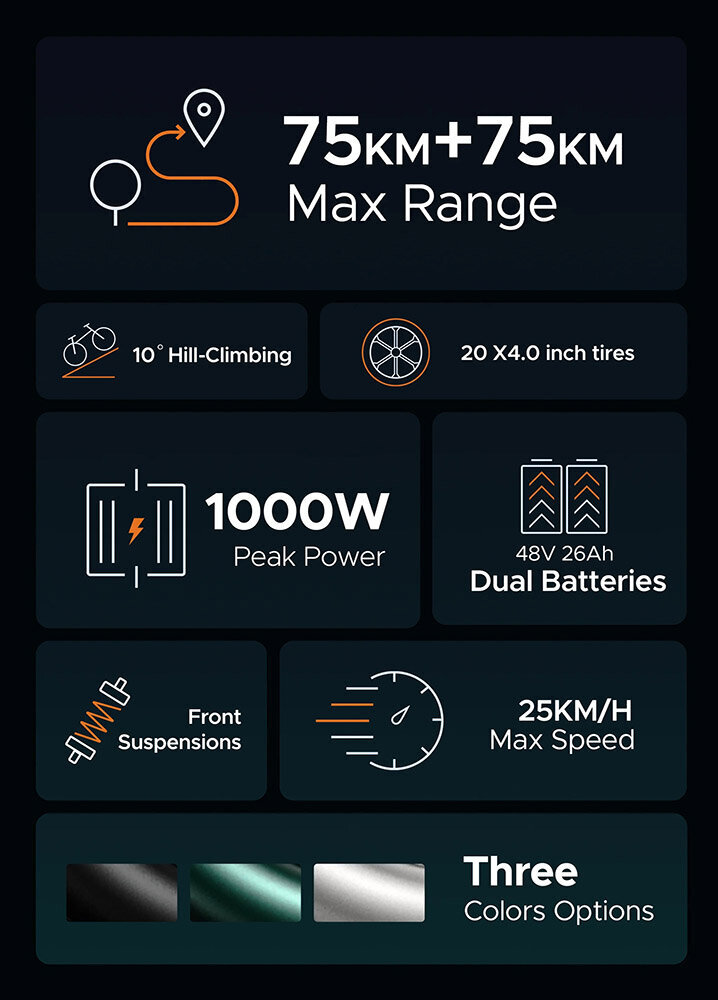 Elektriskais velosipēds ENGWE M20, 20", melns, 1000W, 26Ah цена и информация | Elektrovelosipēdi | 220.lv