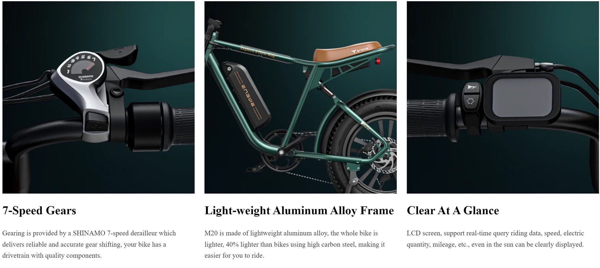 Elektriskais velosipēds ENGWE M20, 20", zaļš, 1000W, 26Ah cena un informācija | Elektrovelosipēdi | 220.lv