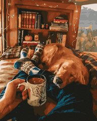 Картина по номерам 40x50 cm.  "Кофе и собака" цена и информация | Живопись по номерам | 220.lv