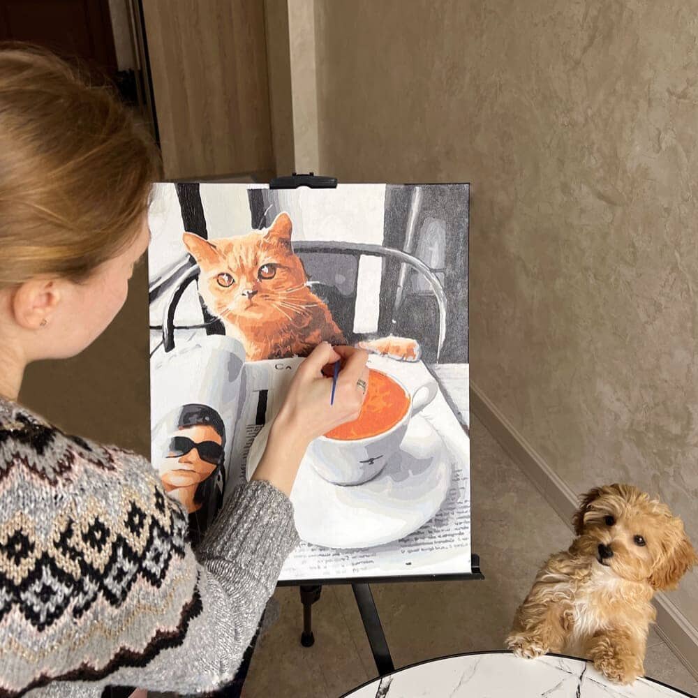 Glezna pēc numuriem 40x50 cm. Gleznošanas komplekts - Izkrāso pēc cipariem "Kaķu sieviete" cena un informācija | Gleznas pēc numuriem | 220.lv