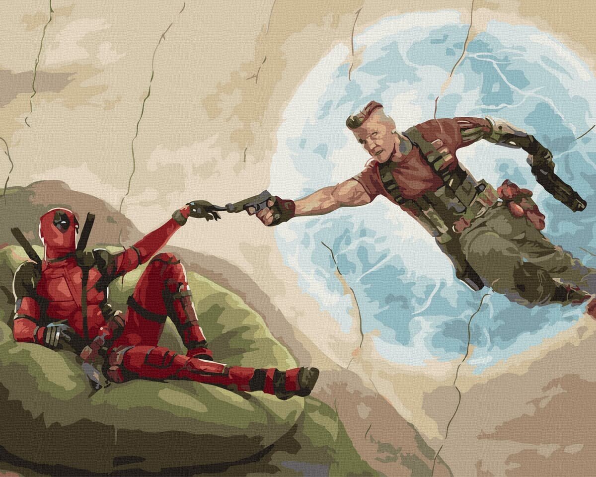 Glezna pēc numuriem 40x50 cm. Gleznošanas komplekts - Izkrāso pēc cipariem "Deadpool radīšana" cena un informācija | Gleznas pēc numuriem | 220.lv