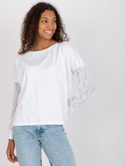 Женская короткая блуза в рубчик RUE PARIS, белая цена и информация | Женские блузки, рубашки | 220.lv