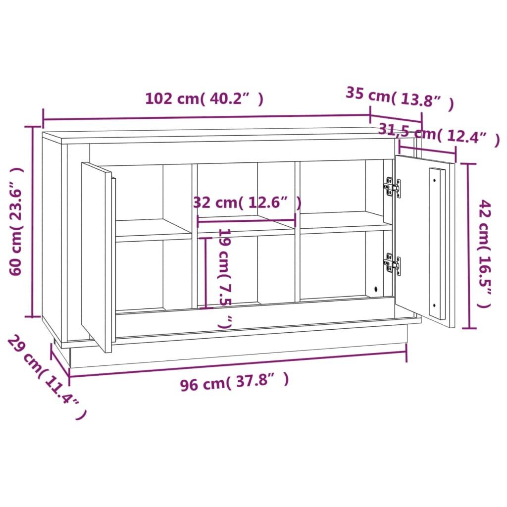 Kumode vidaXL, 102x35x60 cm, brūns цена и информация | Vitrīnas, bufetes | 220.lv