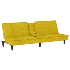 Dīvāns ar glāžu turētājiem vidaXL, 200x89x70 cm, dzeltens цена и информация | Диваны | 220.lv