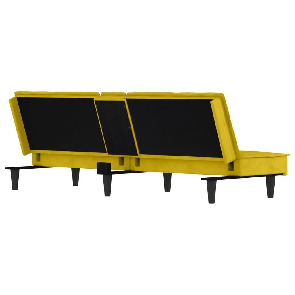 Dīvāns ar glāžu turētājiem vidaXL, 200x89x70 cm, dzeltens cena un informācija | Dīvāni | 220.lv