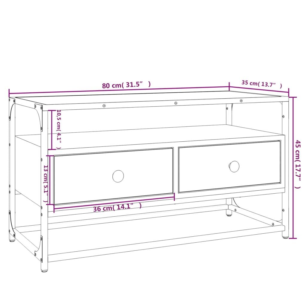 TV skapītis vidaXL, 80x35x45 cm, pelēks cena un informācija | TV galdiņi | 220.lv