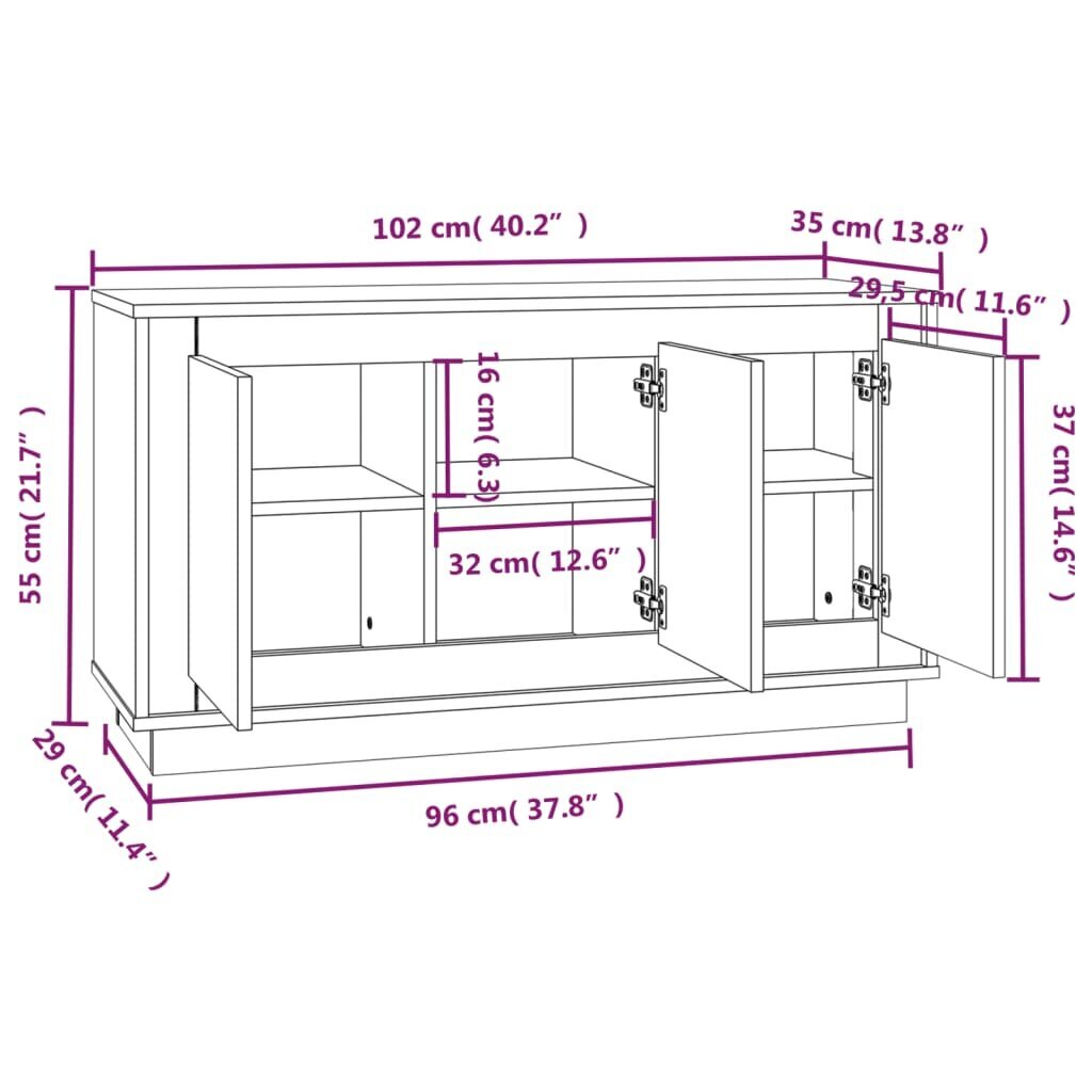 Kumode vidaXL, 102x35x55 cm, melns цена и информация | Skapīši viesistabai | 220.lv