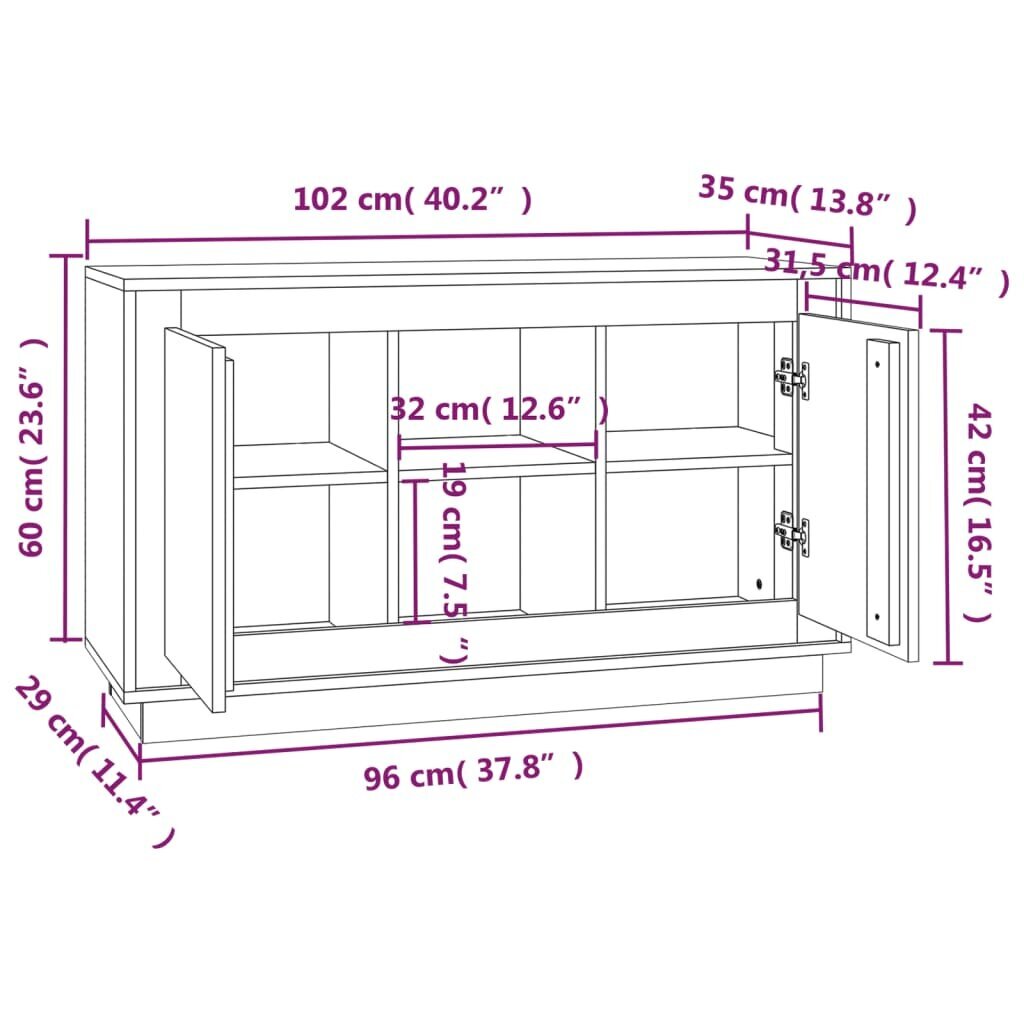 Kumode vidaXL, 102x35x55 cm, melns cena un informācija | Skapīši viesistabai | 220.lv