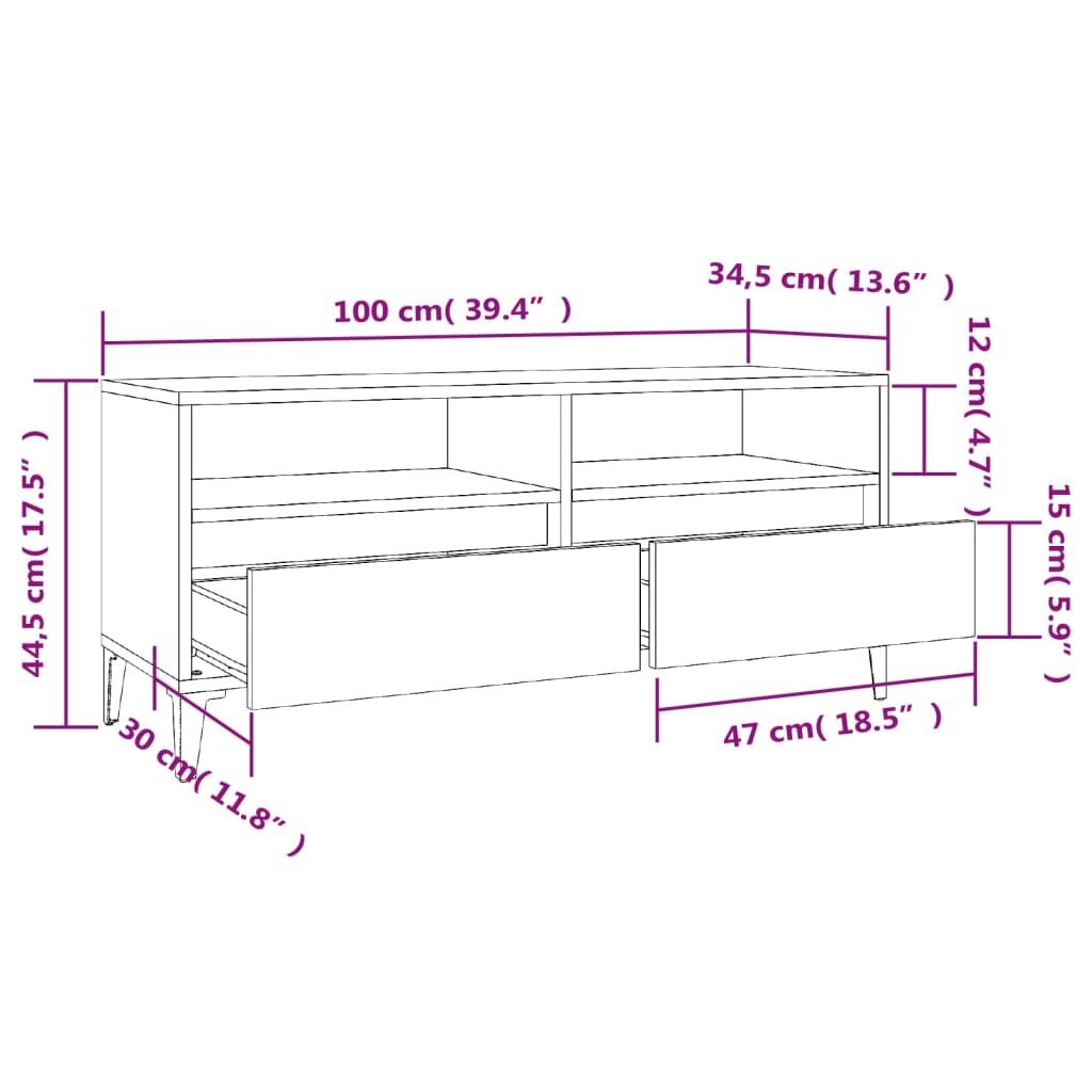 TV plaukts vidaXL, 100x34,5x44,5 cm, brūns cena un informācija | TV galdiņi | 220.lv