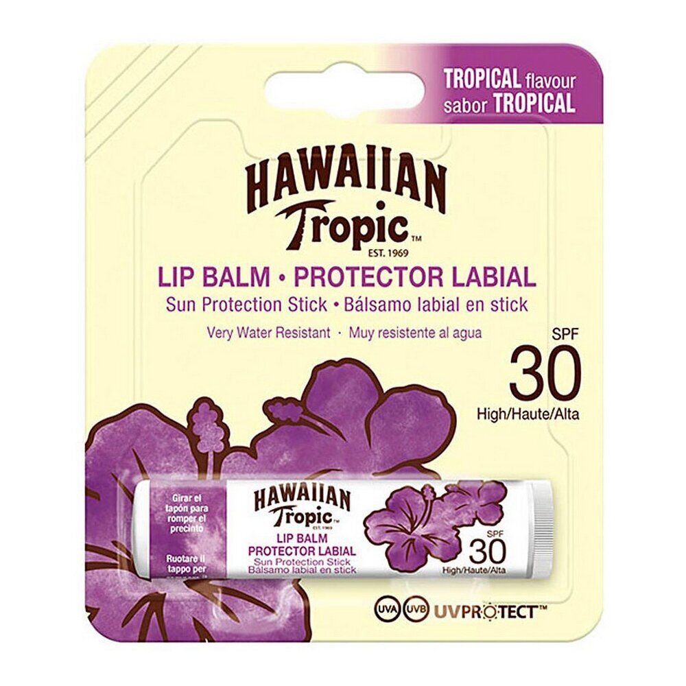 Saules bloķēšanas līdzeklis Lip Balm Hawaiian Tropic Spf 30 30 (4 g) cena un informācija | Lūpu krāsas, balzāmi, spīdumi, vazelīns | 220.lv