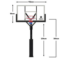 Stacionārs basketbola statīvs Bilaro Touscon, 152x90cm, 8mm polikarbonāts cena un informācija | Basketbola statīvi | 220.lv