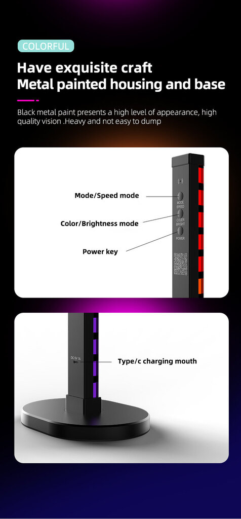 Ar balsi aktivizējams LED muzikālā kolonna (1,2 m) / APP vadība cena un informācija | Skaļruņi | 220.lv