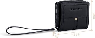Женский плетеный кожаный кошелек на молнии Bugatti Lia RFID-кошелек, черный S, стильный цена и информация | Женские кошельки, держатели для карточек | 220.lv