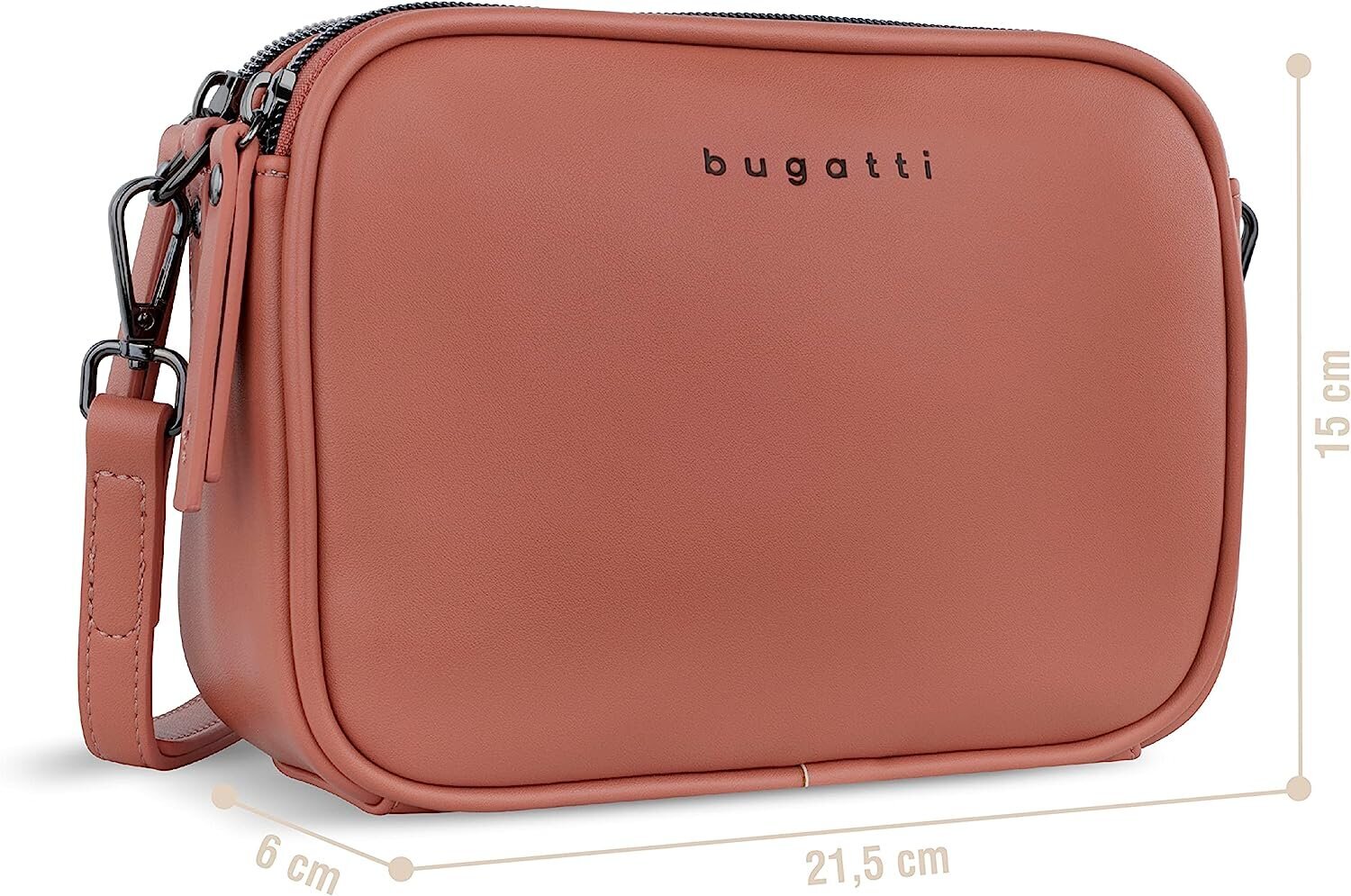 bugatti Almata Sieviešu maza plecu soma Eleganta Crossbody Bag, aprikožu cena un informācija | Sieviešu somas | 220.lv