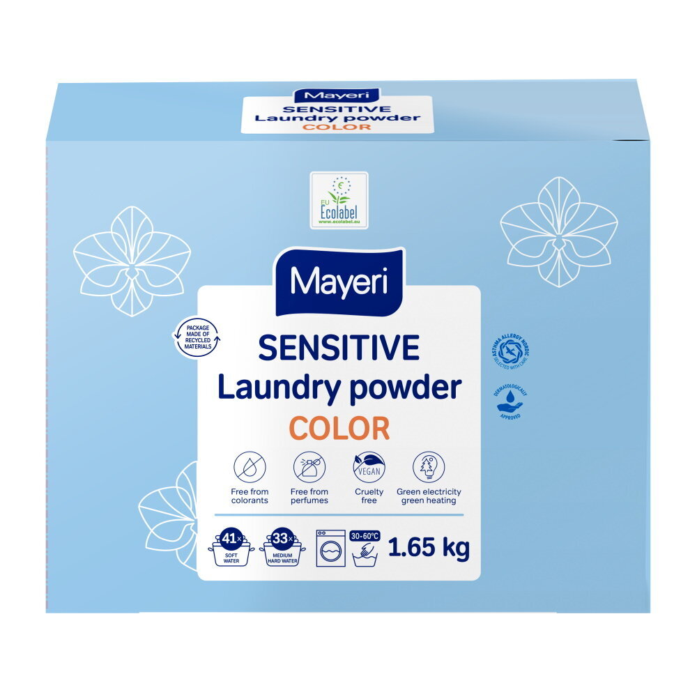 MAYERI Sensitive Color veļas pulveris 1,65kg cena un informācija | Veļas mazgāšanas līdzekļi | 220.lv