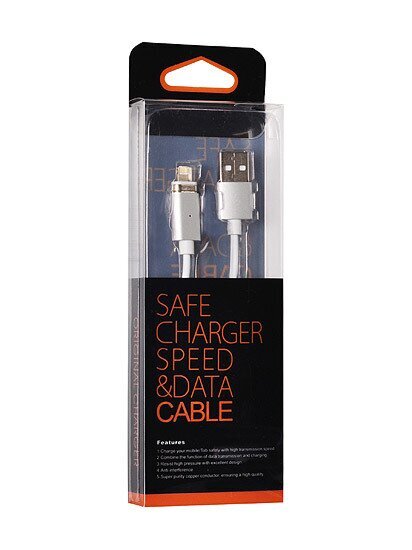 Cable Magnetic Type 1 - USB to Lightning - with detachable plug Iphone 5|6||7|8|X 1 m, SILVER (blister pack) цена и информация | Savienotājkabeļi | 220.lv