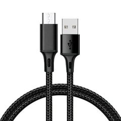 Cable TYPE 2 - USB to Micro USB - metal plugs QC 3.0 1 m, black cena un informācija | Savienotājkabeļi | 220.lv